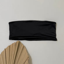 Load image into Gallery viewer, Black bandeau bikini top on a white background